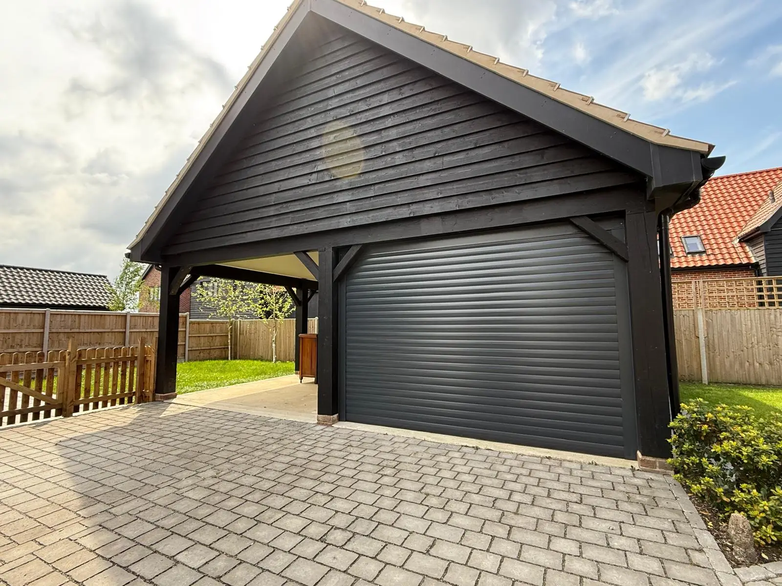 New Build Plot With Anthracite Grey Roller Door At North Lopham | J Brady Garage Doors Ltd