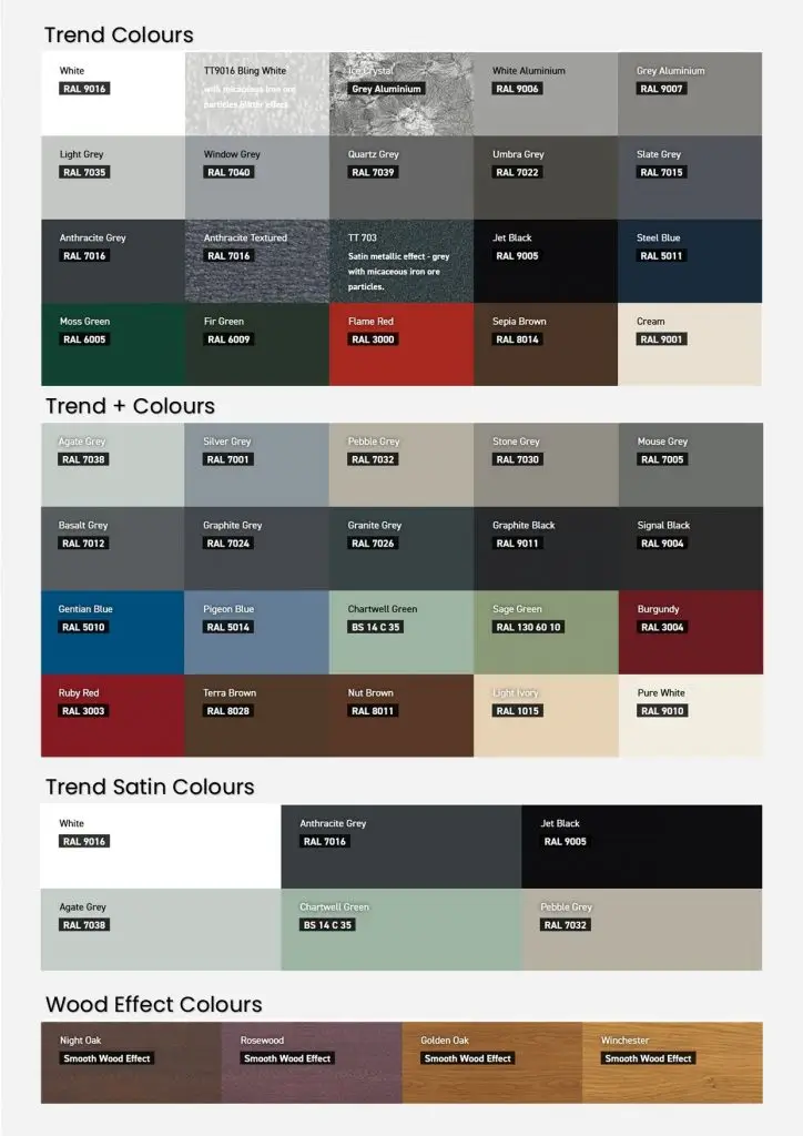 Teckentrup Trend, Trend +, Wood Effect And Satin Ral Colours